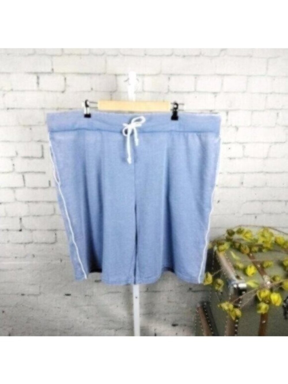 Alternative Sustainable Drawstring Shorts With Pockets In Blue Crush Ivory XXL